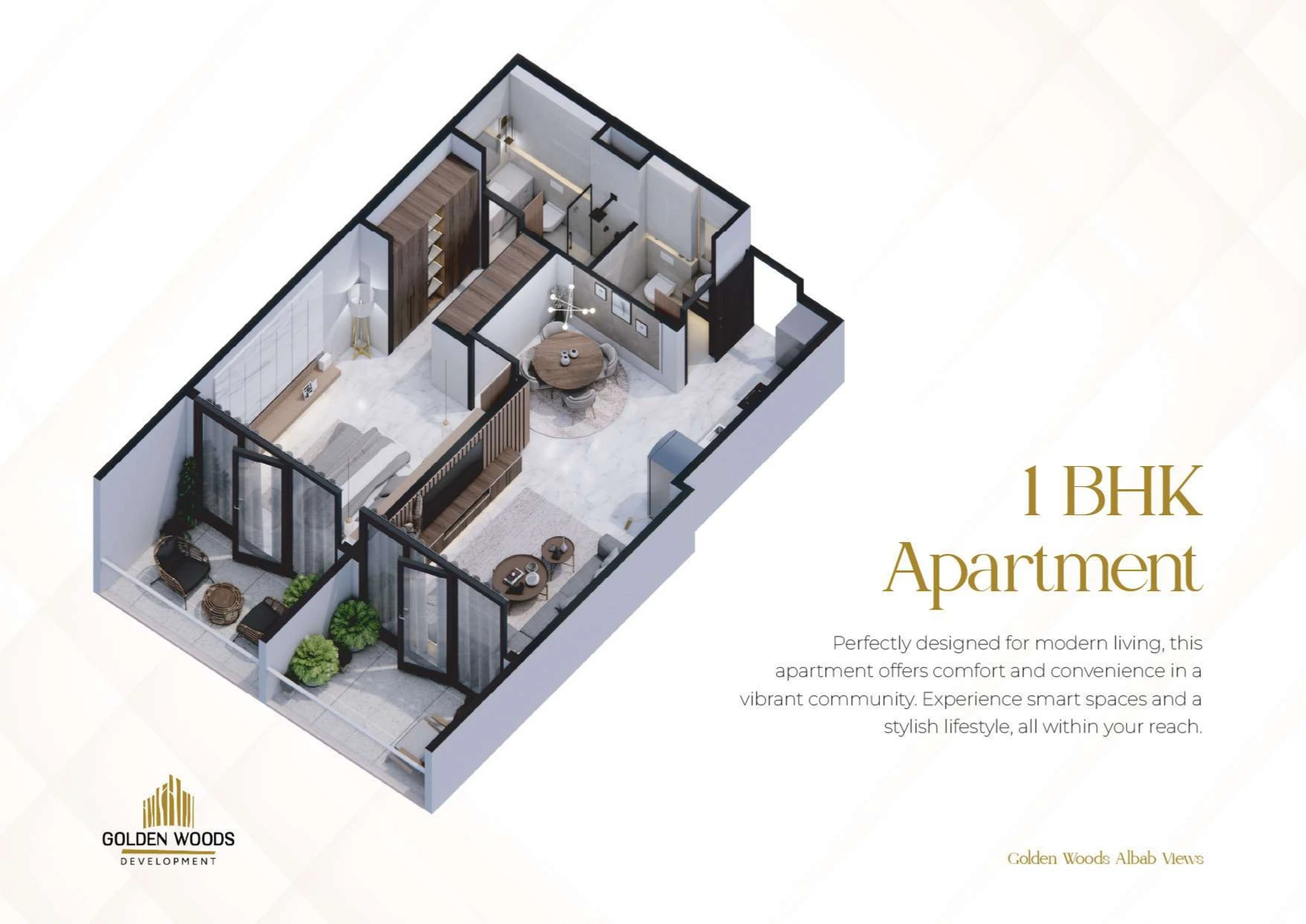 غرفة وصالة في مشروع Albab Views من golden wood